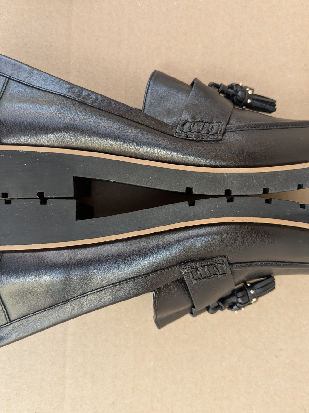 kate Spade Kalina Tassel Loafers Flats Leather Platform Women's 10M Black - Picture 9 of 11